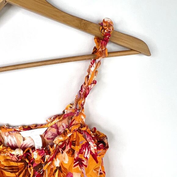 H&M Tropical Floral Ruffle Crop Top XS - Picture 7 of 10